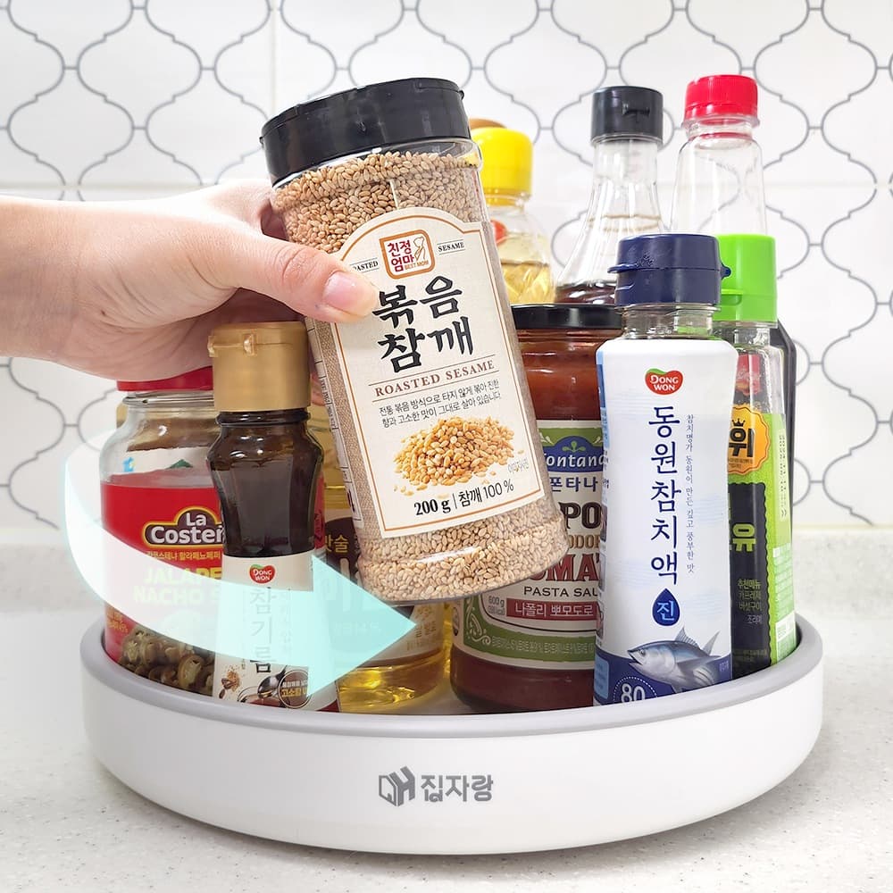 집자랑 원형 회전트레이 냉장고 주방 정리선반 턴테이블 양념통선반 트레이