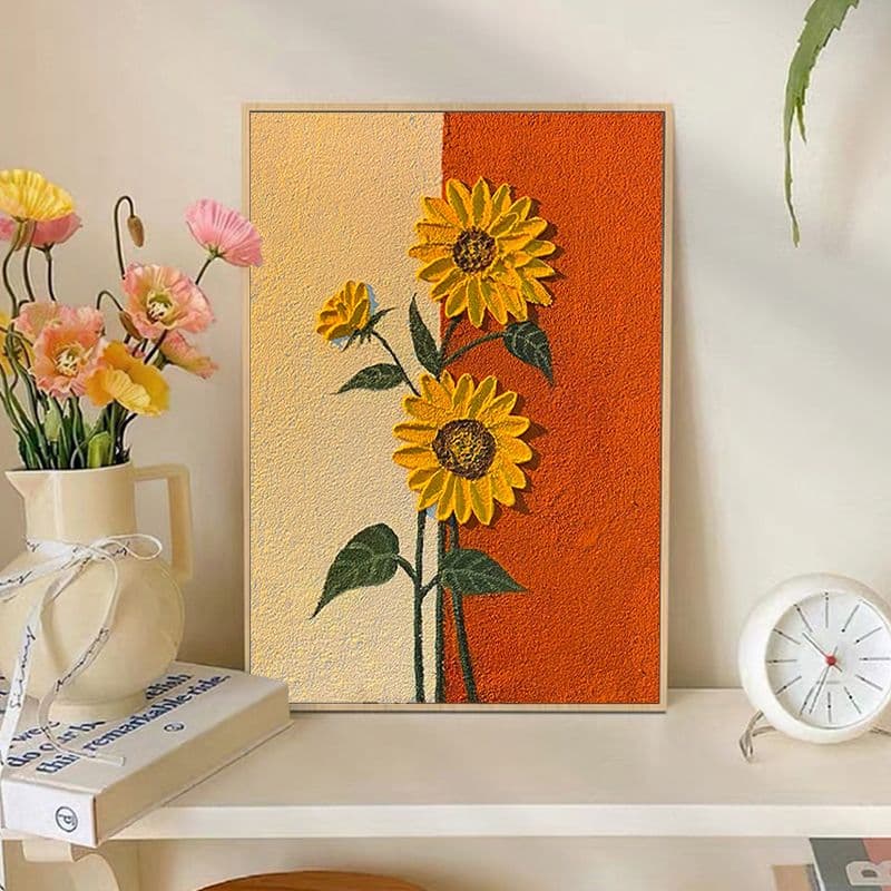 엘와이블루 해바라기그림 백드롭 페인팅 키트 재료 DIY 유화 아크릴 거실액자 명화 그림그리기