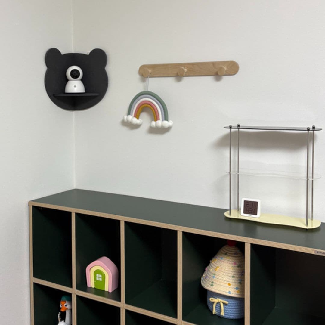 플로우홈 무타공 코너 모서리 홈캠 거치대 벽선반 아기방 벽 꾸미기