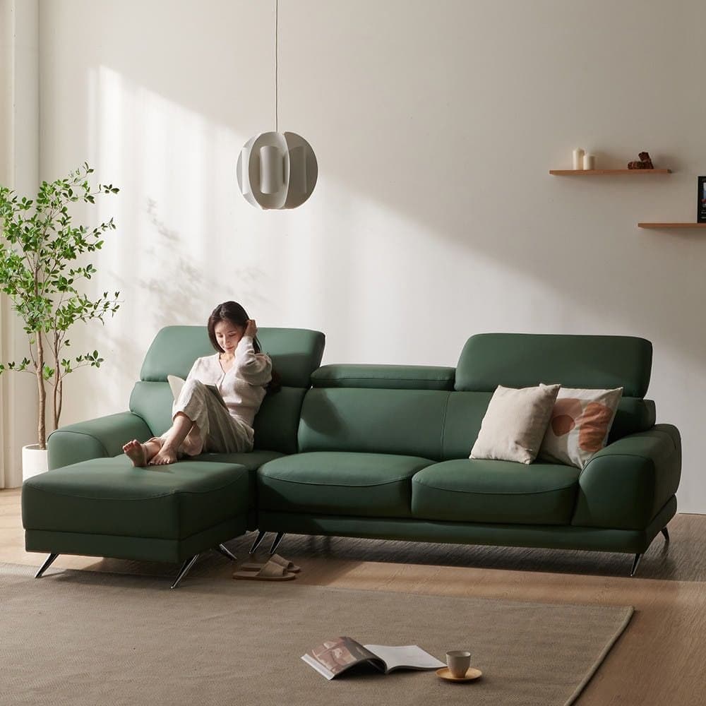 보니애가구 아델라 4인 헤드레스트 천연 소가죽 소파(스툴 포함) - 최저가 539,000원