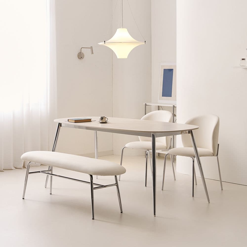 폴인퍼니 로이드 4인용 12T 타원 세라믹 실버 식탁테이블 1400 - 최저가 249,000원