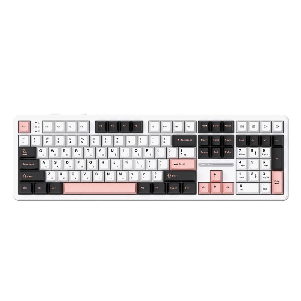 AULA F108 유무선 독거미 한글 기계식 키보드 펀키스 올리비아 화이트