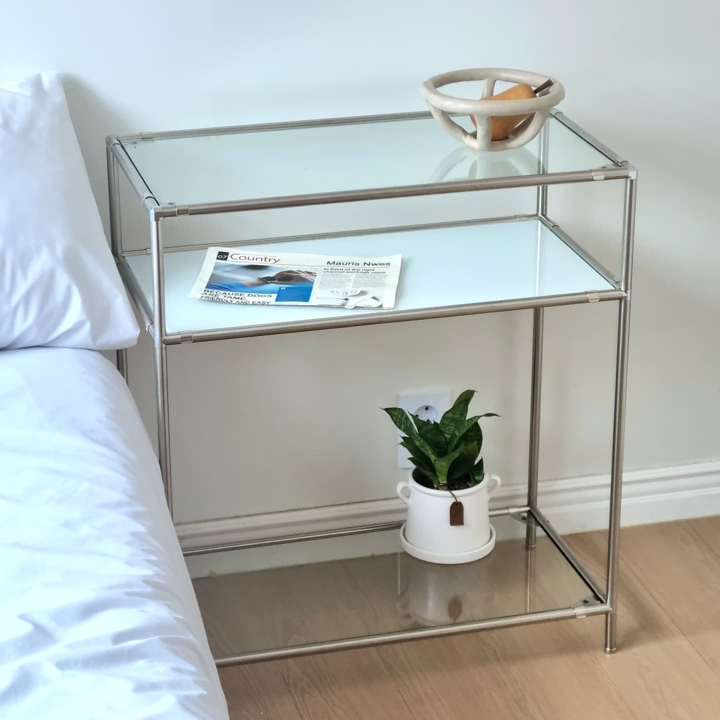 비햅핀 모듈가구 (완제품) 모듈 콘솔 3단 거실장 선반 미드센츄리 강화유리 진열장 수납장 - 최저가 76,986원