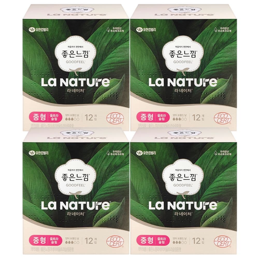 좋은느낌 좋은느낌 유기농 라네이처 울트라 중형 12P X 4팩