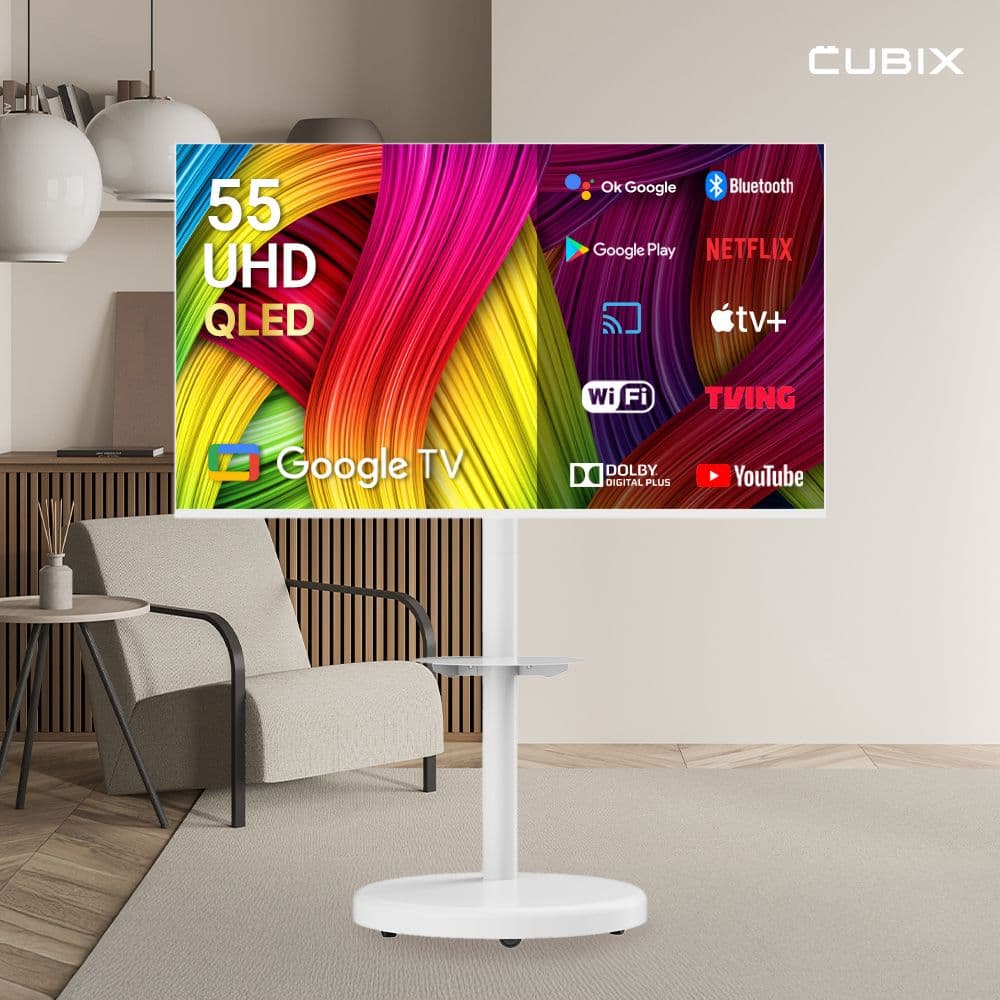 큐빅스전자 무빙큐빅스 화이트에디션 스마트 55인치(139cm) 4K UHD QLED TV 삼탠바이미 - 최저가 459,000원