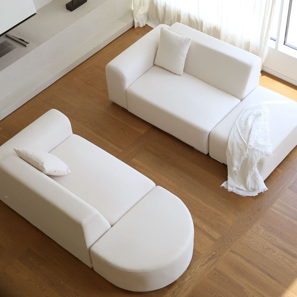 비알프렌드 피오 아쿠아텍스 2인용 패브릭 소파 (스툴,쿠션 포함) 반원/사각 스툴 택1