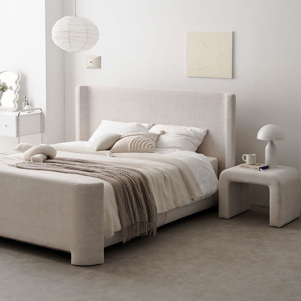 요즘공간 슬로커브 E0 조야아쿠아텍스 패브릭 호텔식 침대프레임 SS/Q/K/LK