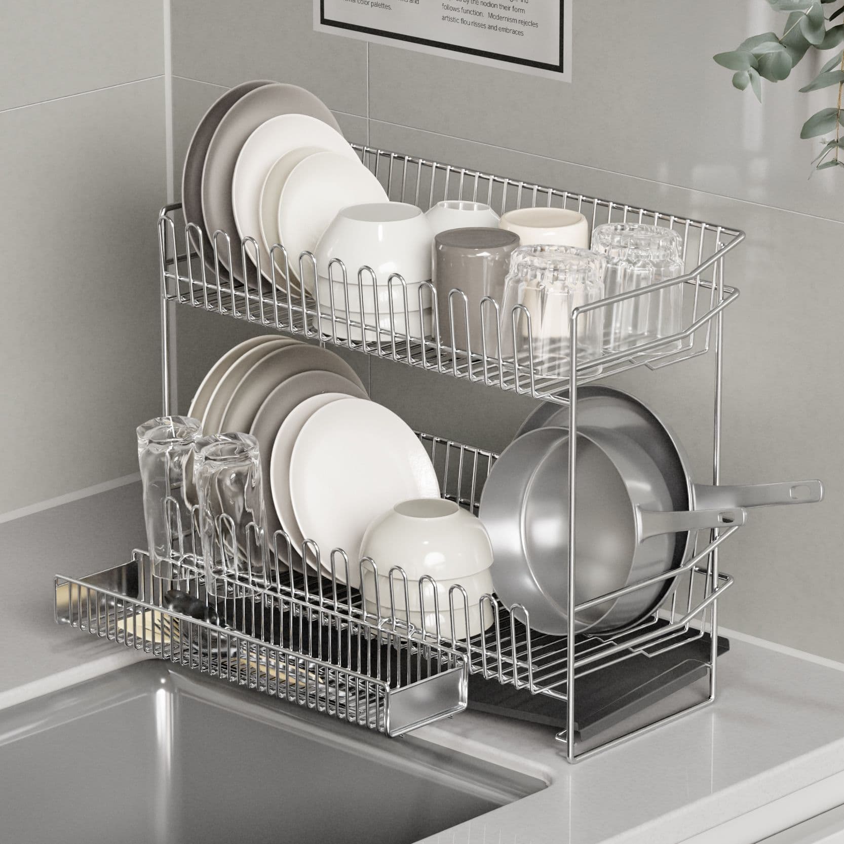 라라밤 올스텐 자동 물빠짐 미니 식기건조대 2단 초슬림형 - 최저가 46,900원 (22% 할인)