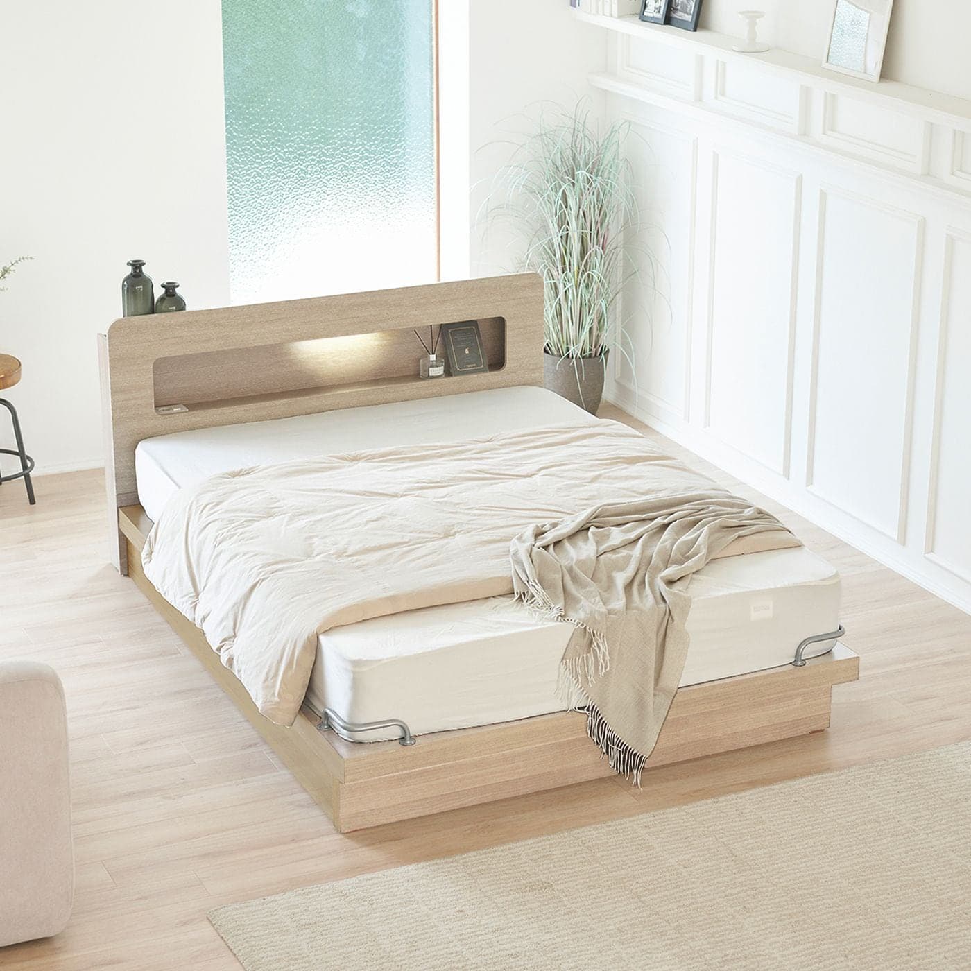 하포스침대 로망스 평상형 LED 헤드 침대 S SS D Q (매트포함) - 최저가 243,000원