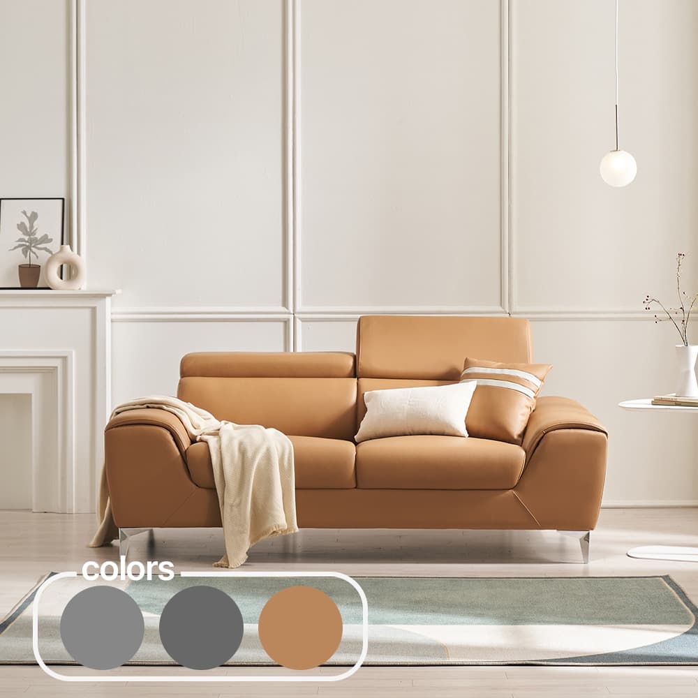 우아미가구 메리 3인 무빙 헤드레스트 가죽 소파 2color (스툴추가) - 최저가 329,000원