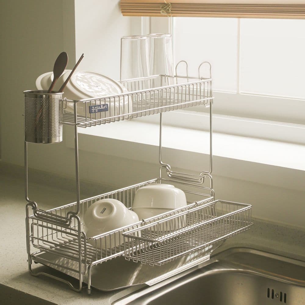 공감스토어 연마제 없는 올 스텐304 자동물빠짐 그릇건조 식기건조대 3단 미니 확장형 - 최저가 69,000원 (13% 할인)