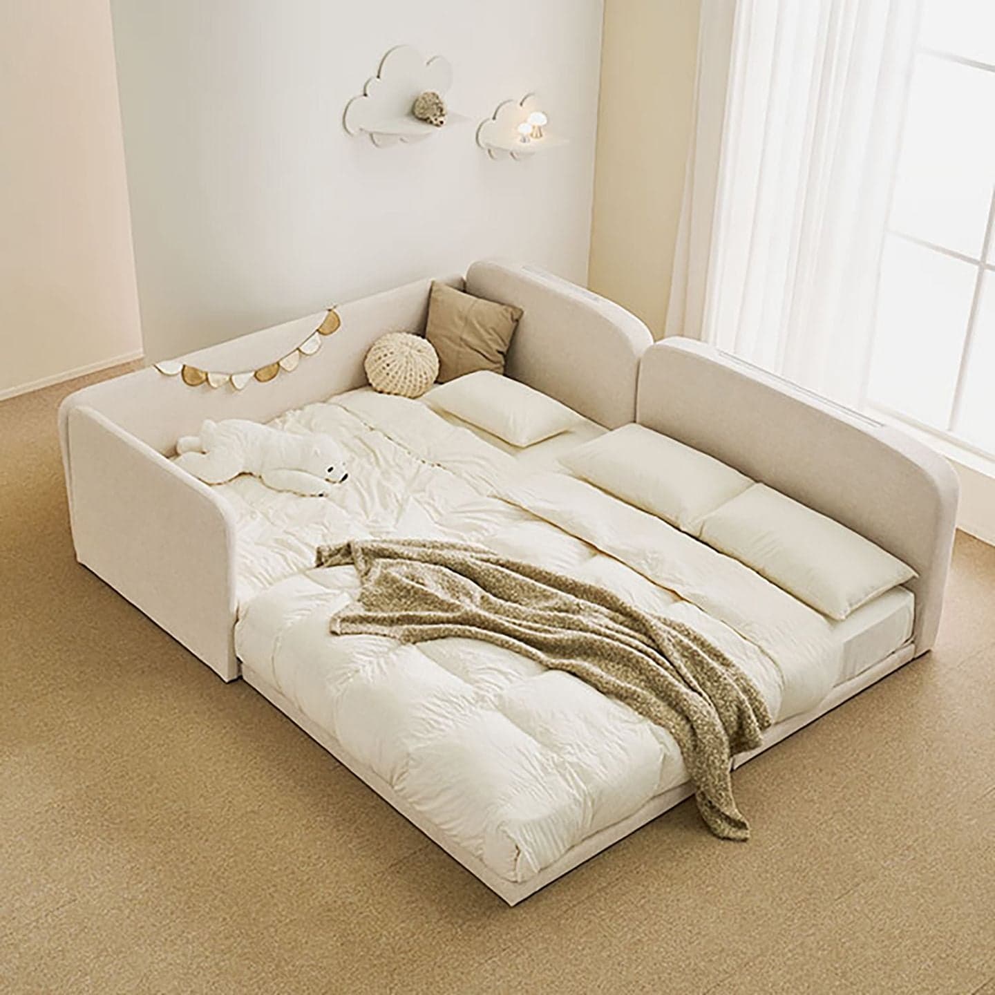 위드홈 코이 기능성 패브릭 LED 저상형 패밀리 침대 SS/Q