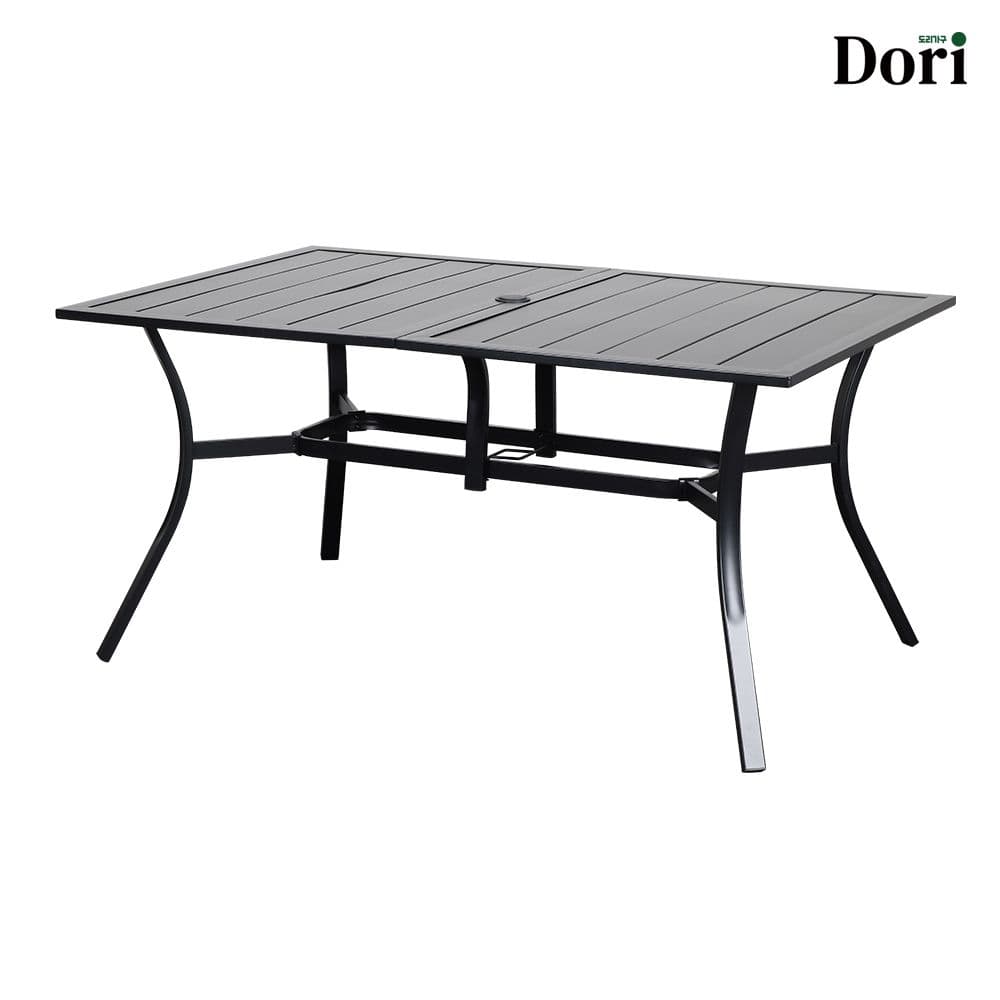 도리퍼니처 핀스터 1500 테이블 / 파라솔 테라스 야외 업소 4인 4인용 6인 6인용 블랙 식탁