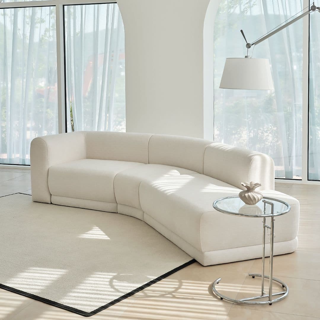 보보 [단7일,30%쿠폰] 볼드 오브제 무드 패브릭 모듈 소파 화이트 아이보리 4인 라운드