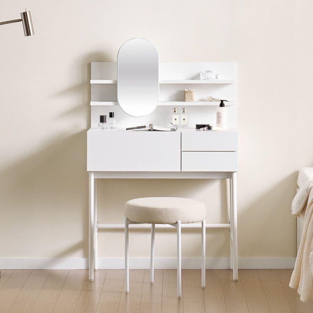 채움가구 누베아 콘솔 수납 화장대+상부장 세트 (2color/2size)