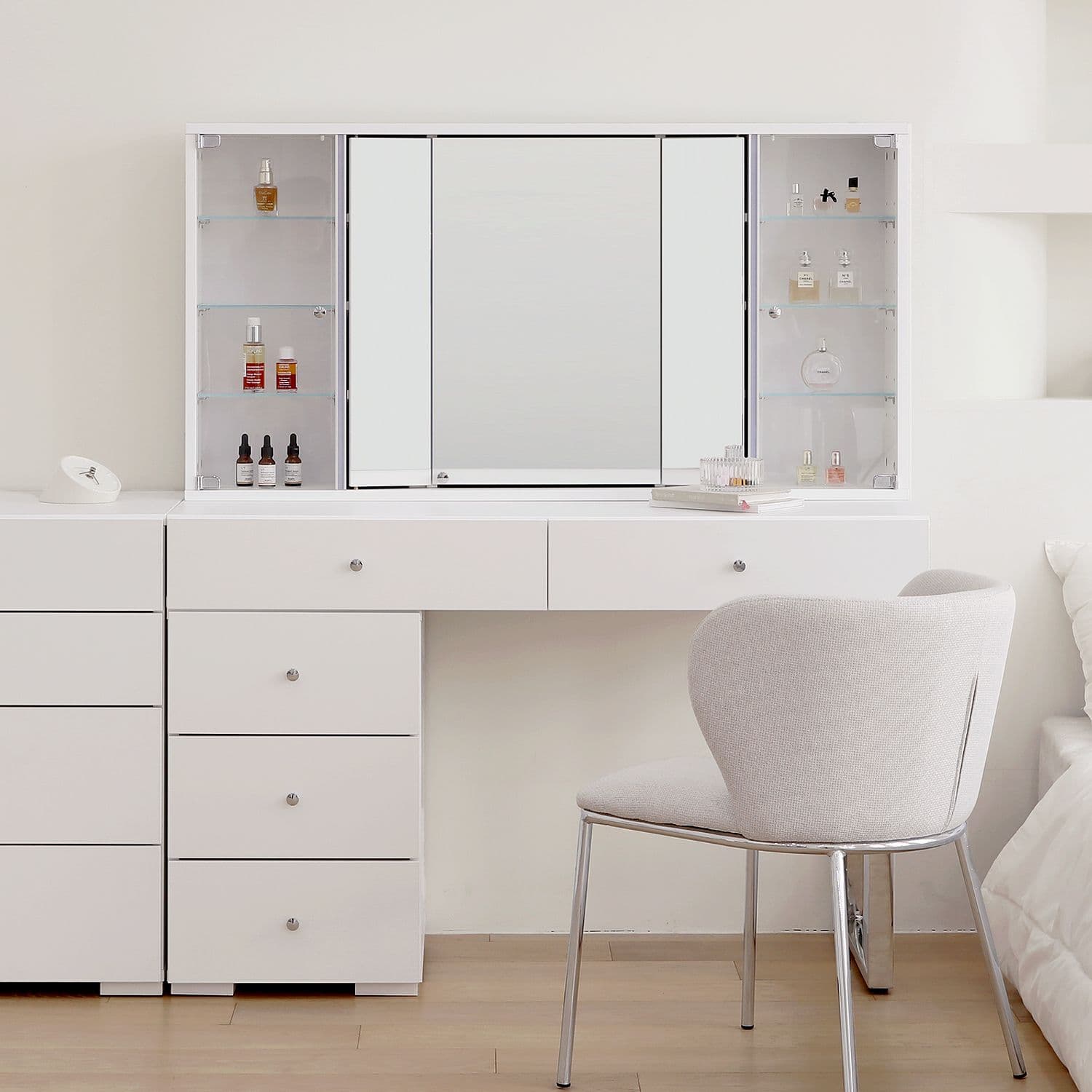 티엔느디자인 샤르망 화장대 시즌6  1200 LED 조명 수납 화장대 - 최저가 459,000원