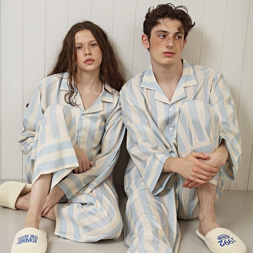 오셀픽 스탠다드 오슬로 긴팔 파자마 세트 여성 남성 잠옷 커플 홈웨어