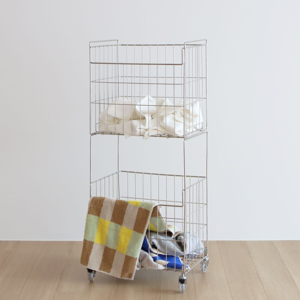 하우스플랜온 올304스텐 2단 대용량 이동식 트롤리 세탁 빨래바구니 - 최저가 111,000원 (42% 할인)