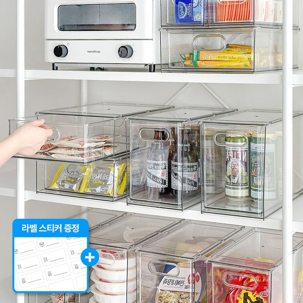 루시아이 KC인증! 프리미엄 투명 서랍 팬트리 정리함 다용도 아크릴 적층식 주방 데스크 리빙박스