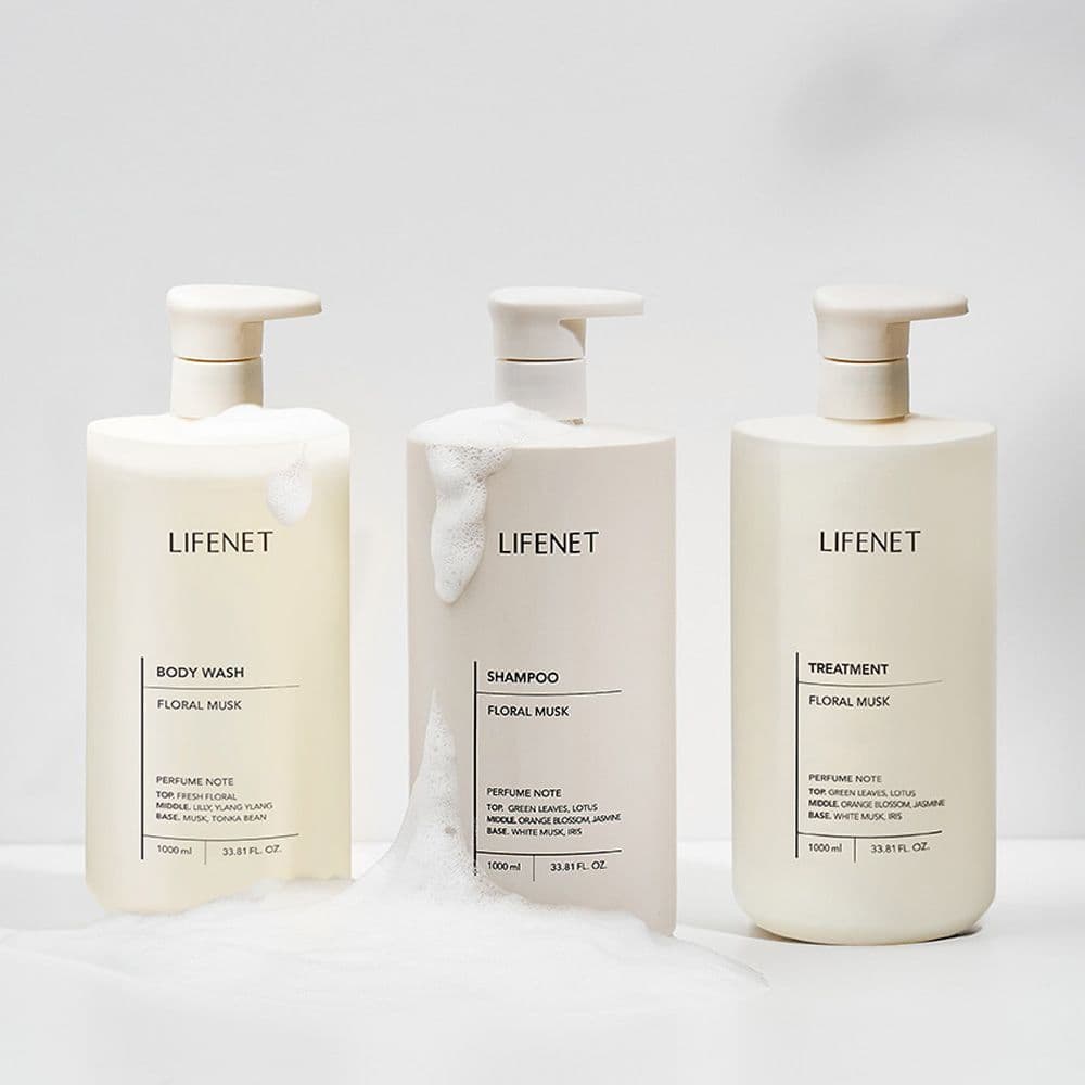 라이프넷 1000ml 3종케어세트(샴푸+바디워시+트리트먼트)