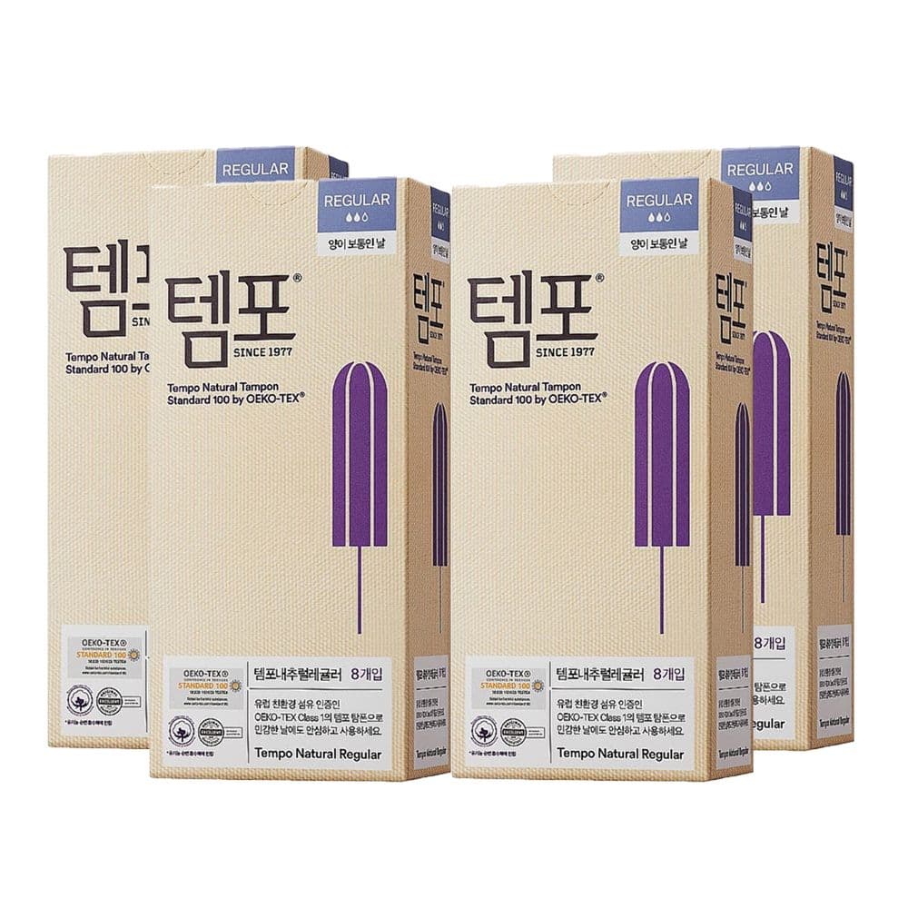 템포 체내형 생리대 탐폰 레귤러 8P X 4개