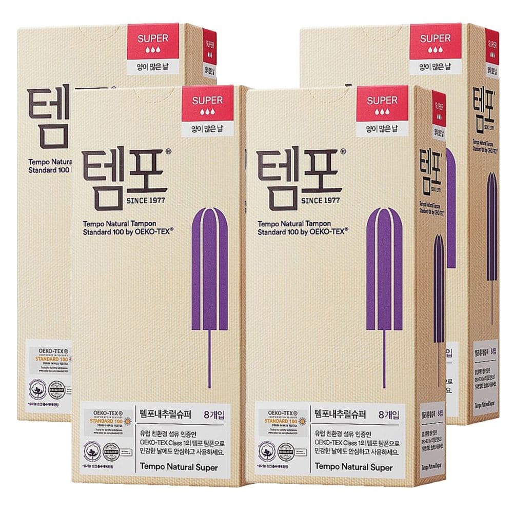 템포 템포 탐폰 내추럴 슈퍼 8P X 4팩
