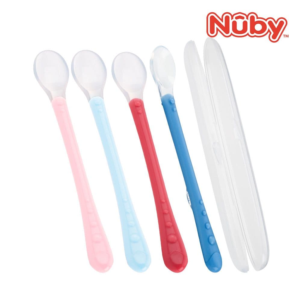 누비 [누비] 실리콘 롱핸들 이유식 스푼&케이스 세트_색상선택