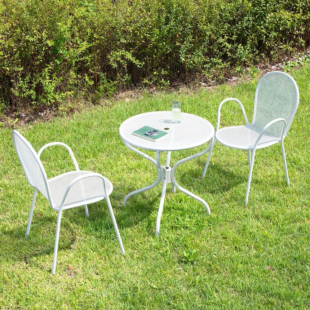 위드퍼니처 스틸망 650 원형 2인 야외 테이블 세트 카페 테라스 루프탑 인테리어 정원 매장 공원