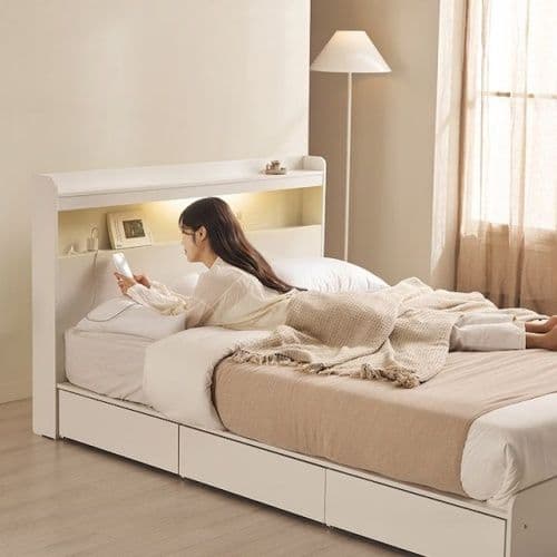삼익가구 베리엘 LED 3단 서랍 수납 침대프레임 SS/Q&K/LK