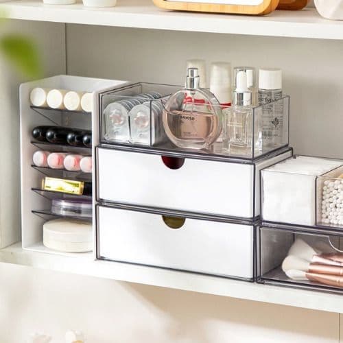 라이크홈즈 슬라이딩 화장품 정리함 아크릴 책상 수납함 욕실 화장대 데스크 미니서랍 트레이 약통 보관함 - 최저가 2,900원 (55% 할인)
