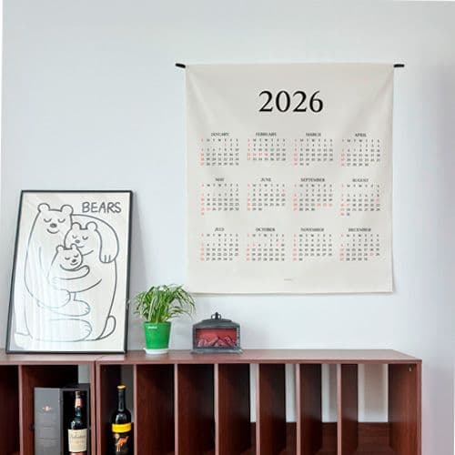 어번던스 2026 미니멀 패브릭 캘린더 패브릭 포스터 인테리어 달력 가리개커튼 (5size)