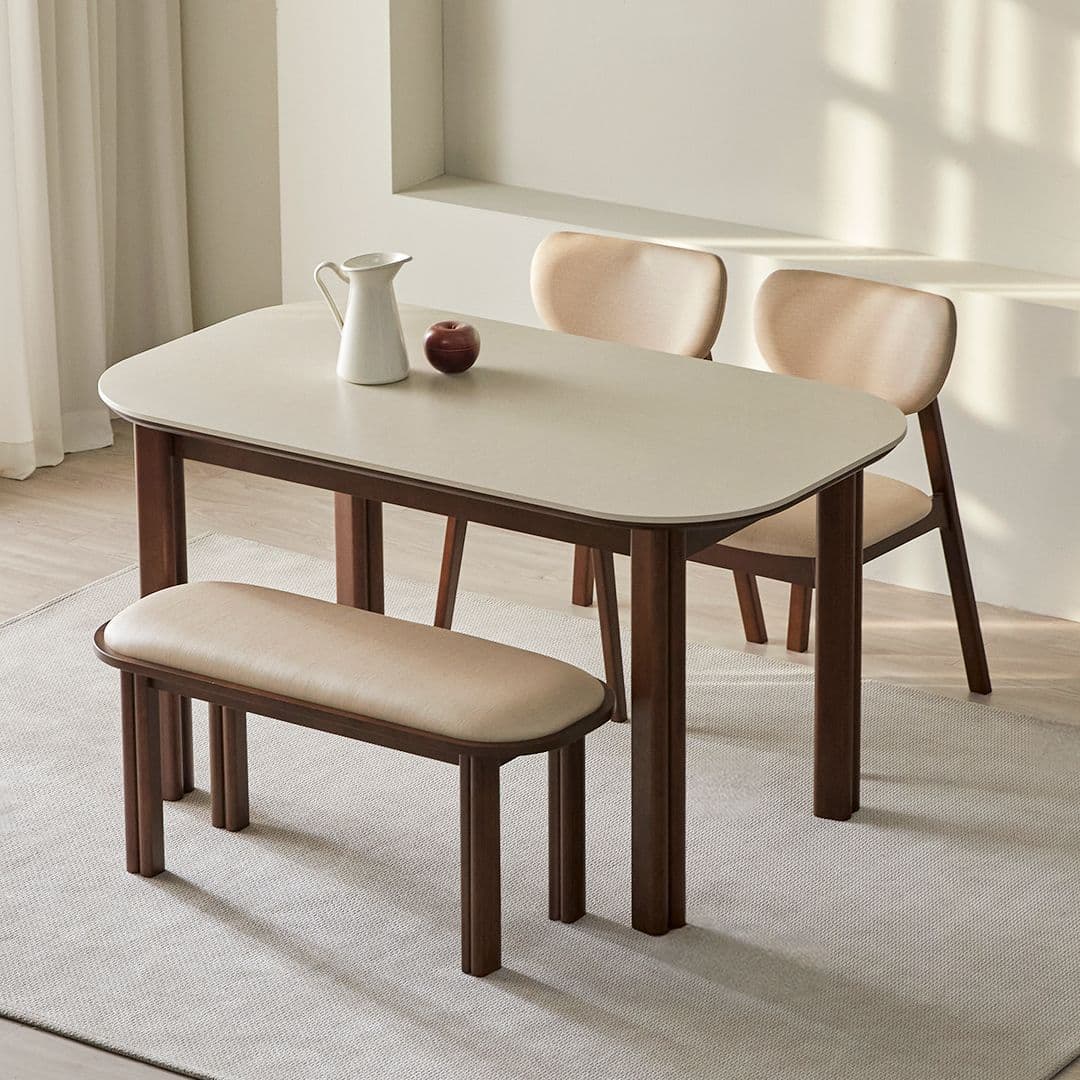 홈앤힐 포바우 원목 포세린 세라믹식탁 단면 4인용 6인용 테이블 1400/1800