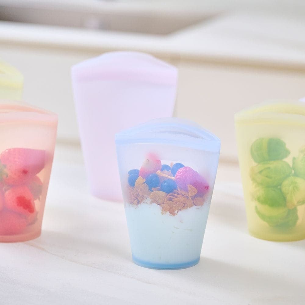 퍼기 다다살림x콜라보마켓 3중밀폐 컵형 실리콘지퍼백 2P세트(이유식/텀블러/식품보관 겸용)