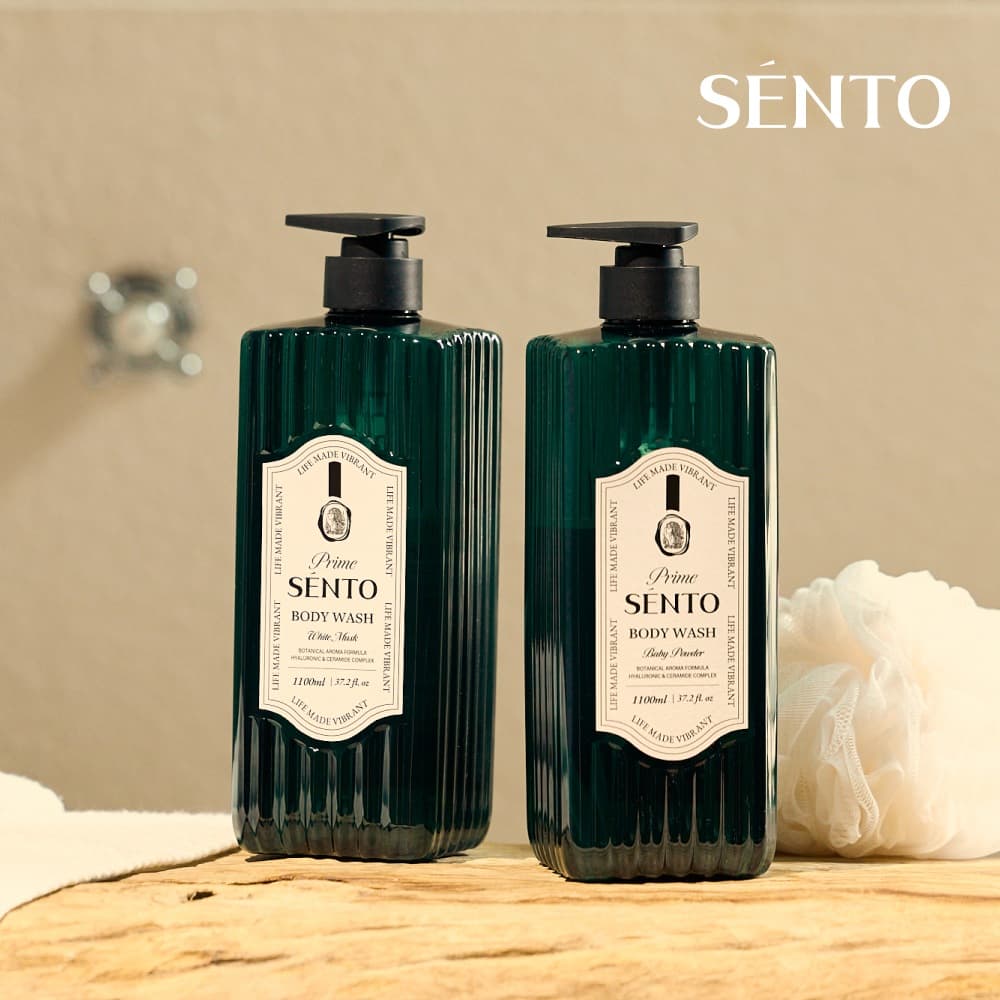 센토 프라임 보타니컬 아로마 딥퍼퓸 약산성 바디워시 베이비파우더향 1100ml 2개