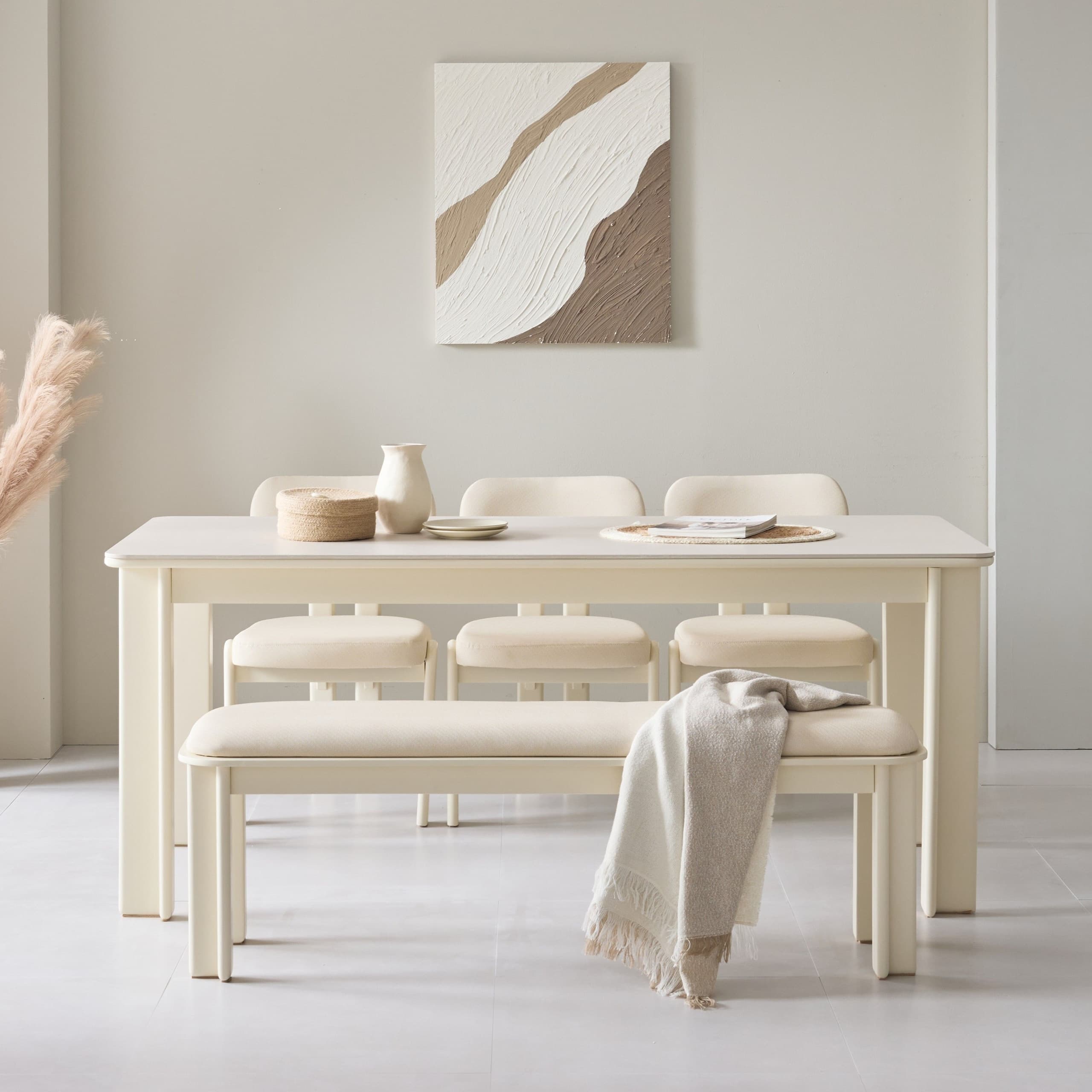 아르보 카밀라 고무나무 원목 포세린 세라믹 식탁세트 2color 4인용 6인용