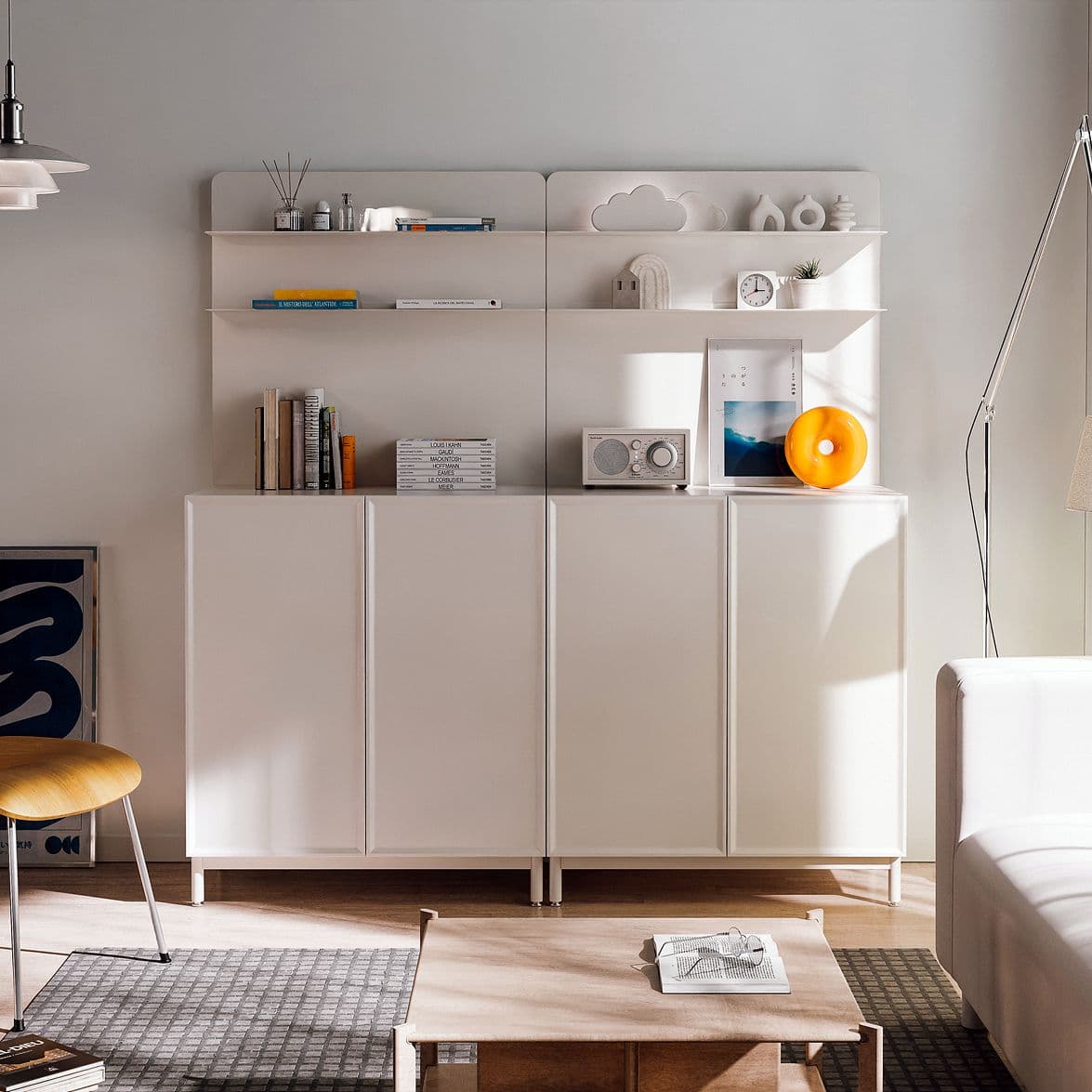 나무뜰 나무뜰 오르비 미드센츄리 진열 멀티 선반형 거실 서랍 수납장 장식장 세트 800