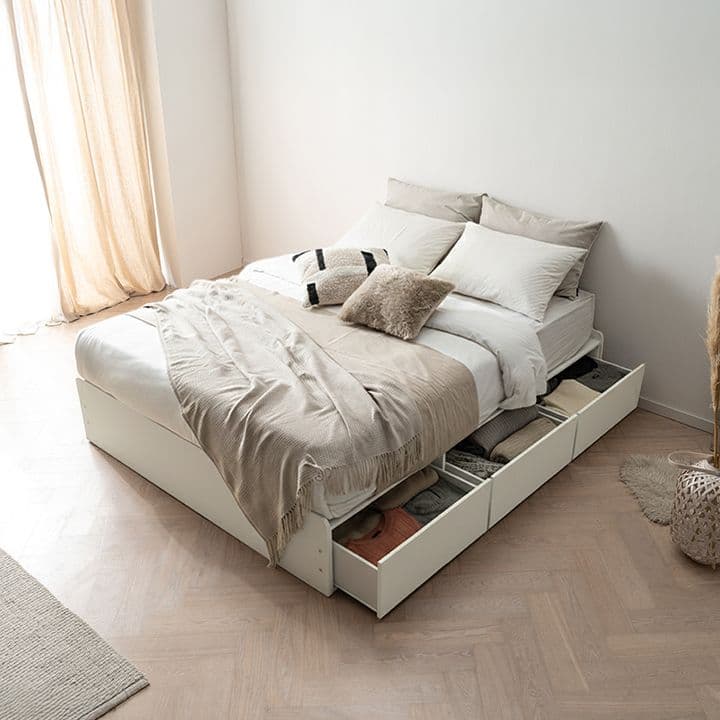 삼익가구 델루나 무헤드 수납 서랍 호텔 침대프레임 SS/Q/LK(매트선택)