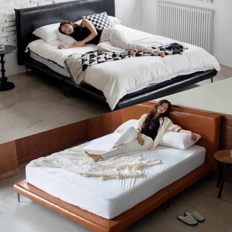 데일리리빙 알베로 가죽 침대 SS/QK/LK (블랙/카멜/오렌지) - 최저가 184,000원