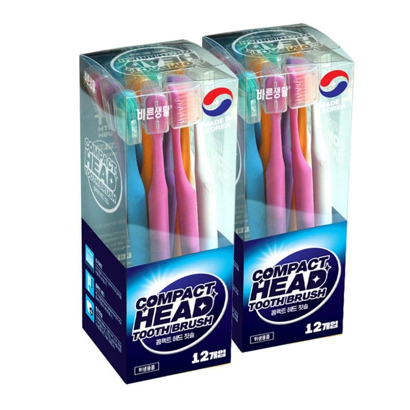 바른생활 안티프라그 콤펙트케어 칫솔 초극세모 24입(12입*2개) - 최저가 10,900원