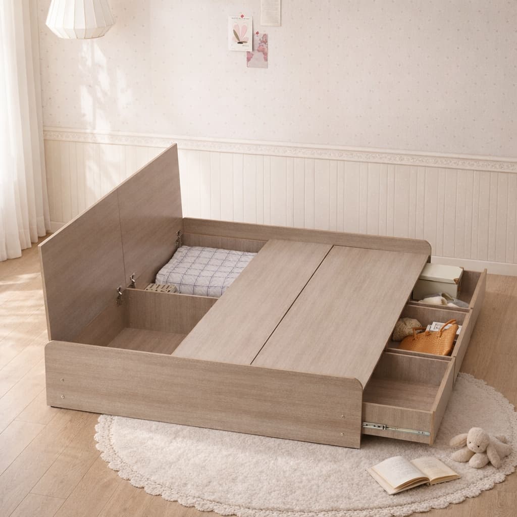 하포스침대 리노 무헤드 3단 멀티 통서랍 침대