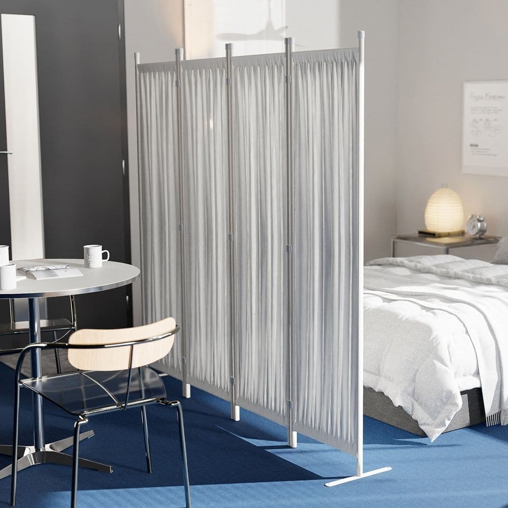 원스텝퍼니처 접이식 가림막 파티션 이동식 공간분리 가벽 칸막이 경량 철제 패브릭 침대 원룸 2단