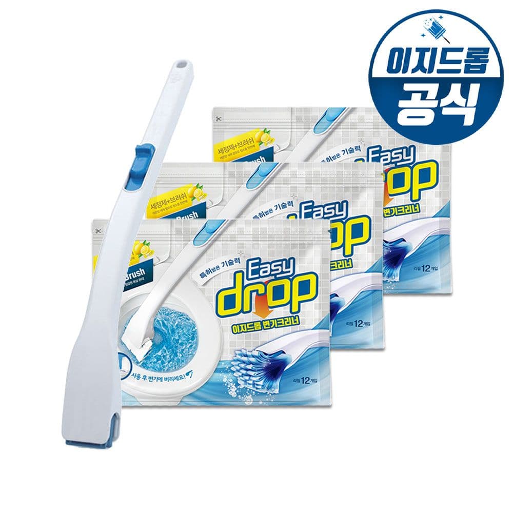 이지드롭 변기크리너 핸들 1개 + 리필 3팩(36개입/레몬향)
