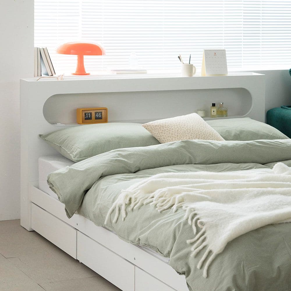 리샘 윌리 LED헤드 무헤드 3단 서랍 수납침대(매트선택) - 최저가 109,900원