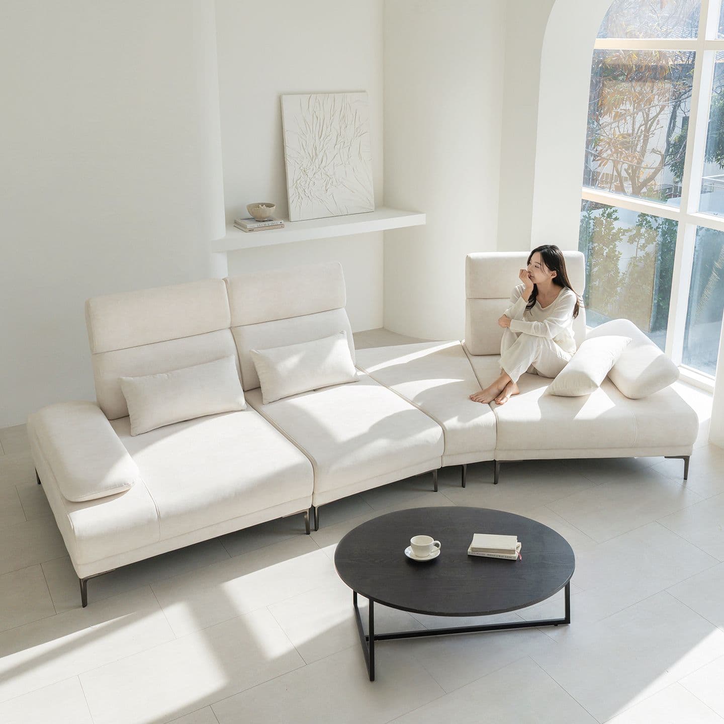 데일리리빙 아르코 4인용 스윙 조야 패브릭 모듈소파