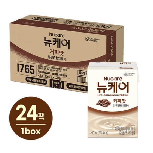 대상웰라이프 뉴케어 커피맛 균형영양식 (200ml*24팩), 1박스