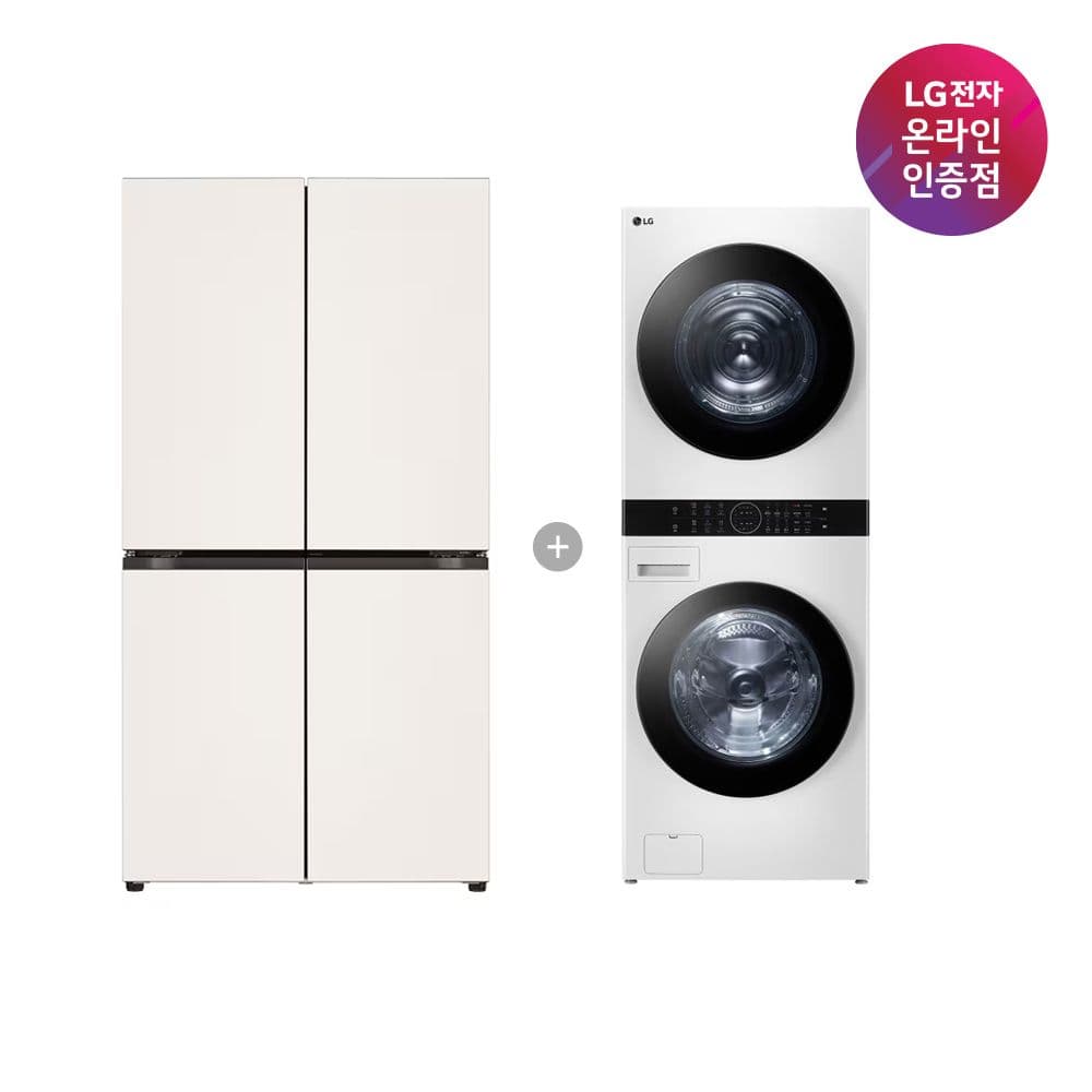 LG전자 LG 오브제컬렉션 냉장고 + LG 트롬 워시타워 (T875MEE111 + W21WAM) - 최저가 4,556,700원