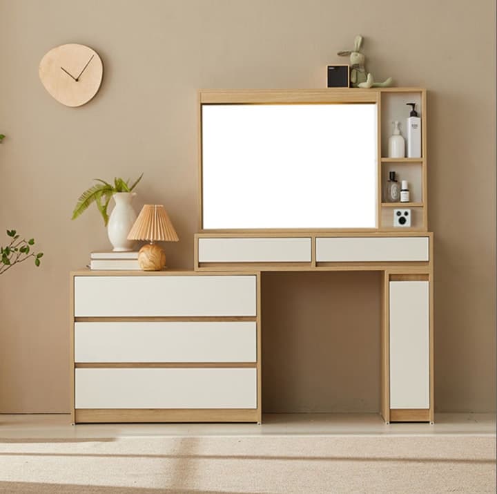 지앤퍼니 라비아 LED조명 E0 확장형 수납 화장대세트 - 최저가 142,100원