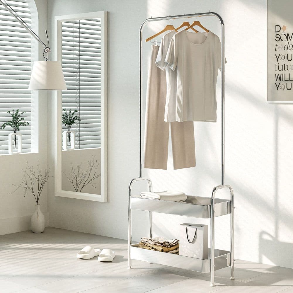 키모 스탠드 미드센츄리 수납 행거 2단 600