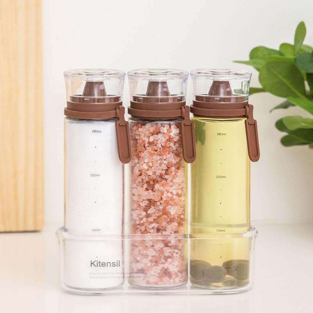 시노글라스 메이플 우드 양념통/오일병 300ml 6p세트 (행택+트레이)