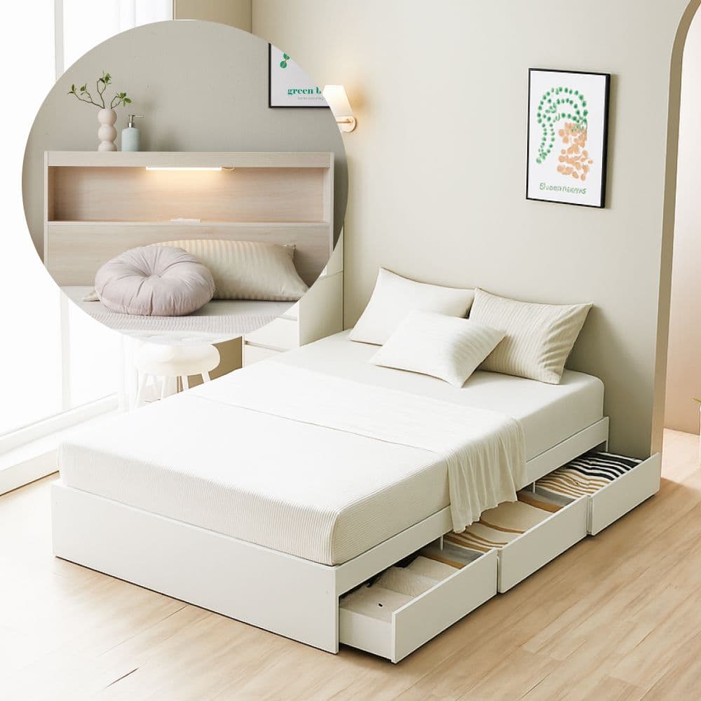 소유하우스 릴로 커스텀 수납침대 프레임 SS/Q 서랍형 LED - 최저가 65,007원